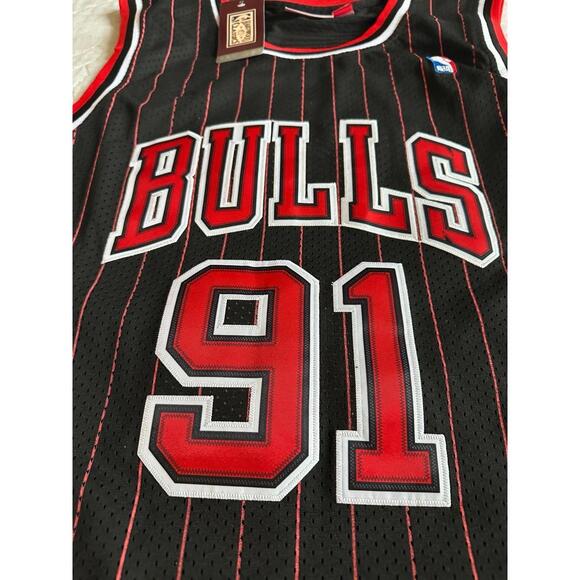 DENNIS RODMAN CHICAGO BULLS Jersey MITCHELL & NESS BLACK (NWT) LARGE - Picture 3 of 5